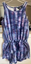Athleta Girl On the Go Romper Shoreline Shibori Enchanted Blue  Purple Size S/7