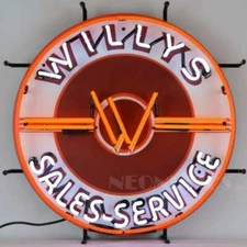 JEEP WILLYS SALES SERVICE NEON SIGN  5JEEPW  Neon Sign   by Neonetics