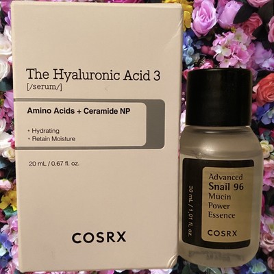 2Pc Set COSRX K-Beauty Skincare Snail 96 Mucin Essence + Hyaluronic Acid 3 Serum