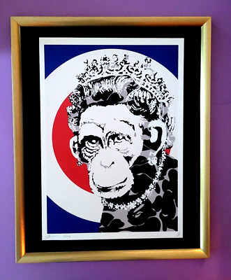 Death NYC Large Framed 16x20in Pop Art Certified Banksy The Queen Pop Art *