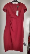 BNWT Lipsy Rust Plunge Pleated Bodycon Dress - size 16 RRP £60
