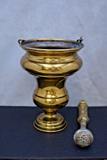 Antique French Holy Water Bucket And Sprinkler, Antique (CU494) chalice co