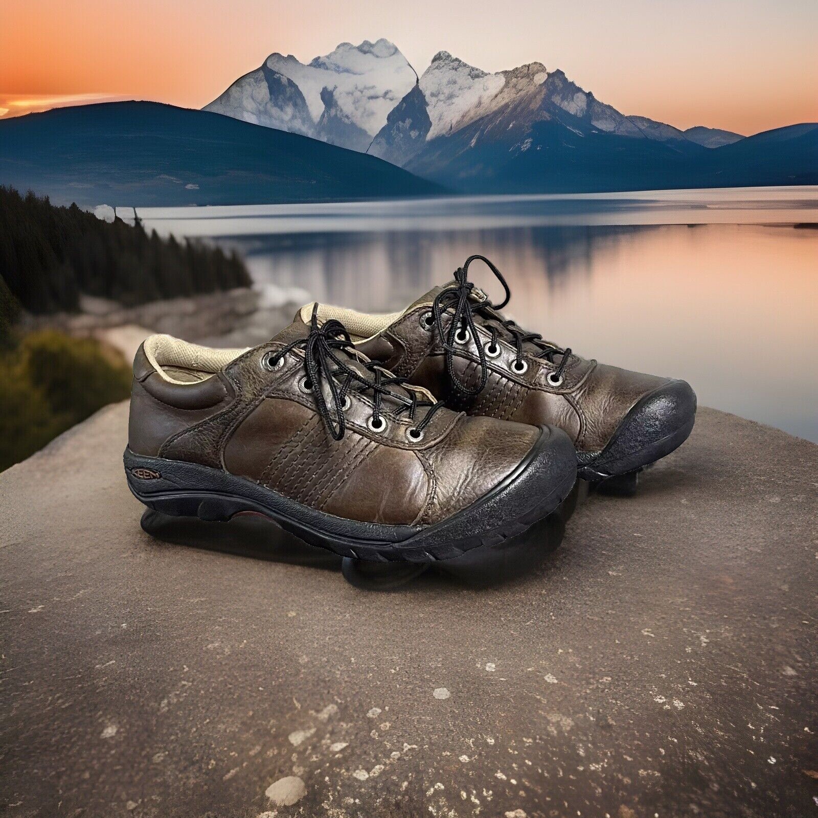 Scarpe da trekking KEEN classiche in pelle marrone da uomo taglia 10M