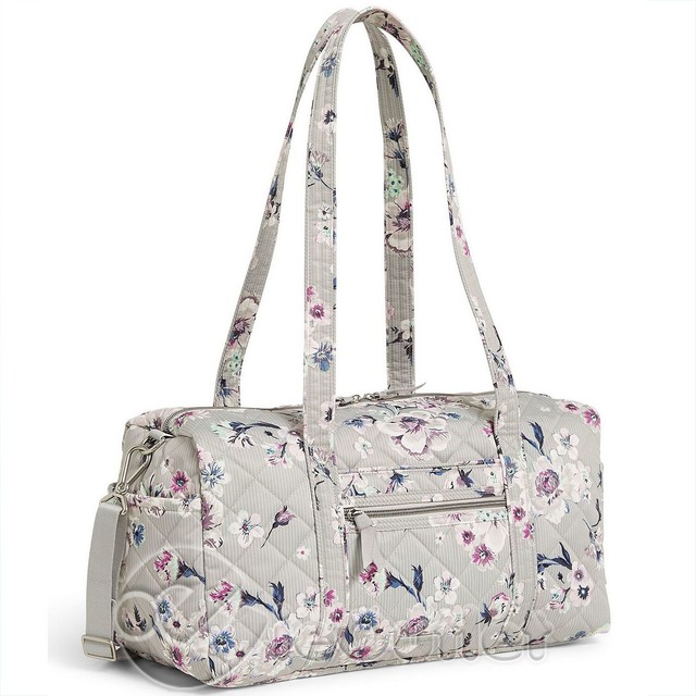 Vera Bradley Performance Twill Park Stripe Grey Small Travel Duffel Bag