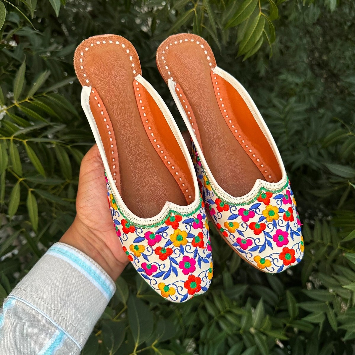 Women s Ballet Flats Indian Jutti Mojari Slip On Back Open Shoes