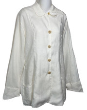 Vintage Linen Jacket Size Medium Flax By Jeanne Engelhart White Tied Waist Top M