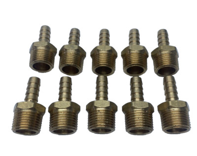 Brass Hose Barb - 1/2 Inch Hose Inner Diameter (HID) x 1/4 Inch Male Pipe Thread