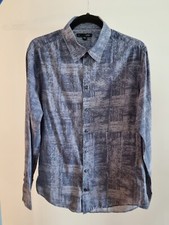 Saba Sz Medium M Mens Dress Shirt Corporate Blue Paint Pattern