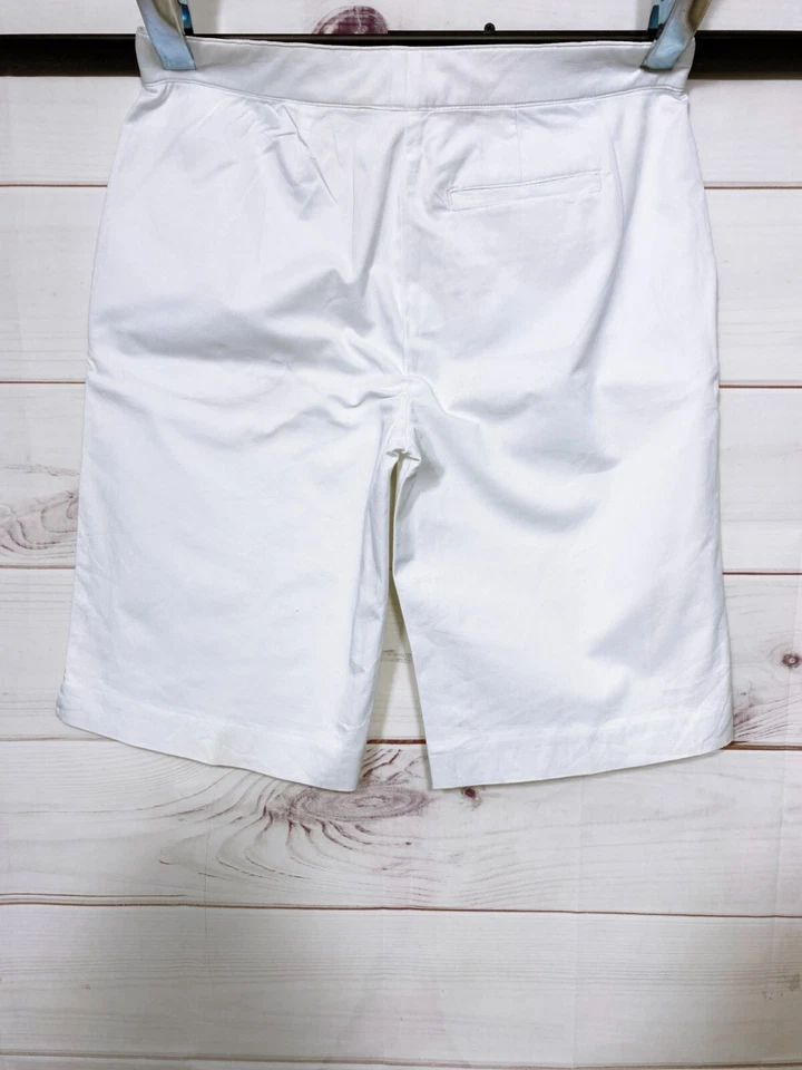 Shorts feminino Coldwater Creek tamanho 10 branco frente plana bolsos cintura média - Imagem 4 de 4