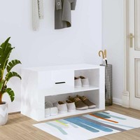 Schuhschrank Hochglanz-Weiß 80X35X45 Cm Holzwerkstoff