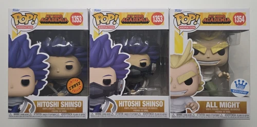 3 FUNKO POP MY HERO ACADEMIA 1353 SHINSO CHASE REGULAR 1354 ALL MIGHT TEXAS SMSH