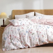 Ultra Soft Floral Duvet Cover Size, Printed King White  Pink No Comforter 