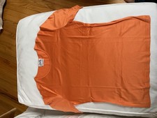 Hermes Italy Ladies Orange T-Shirt. Embroidered sleeve. Size L. 100 Cotton.NWOT