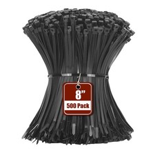 Armpow 8 Inch Black Zip Ties 500 Pack, 75 lbs Tensile Strength, Self Locking ...