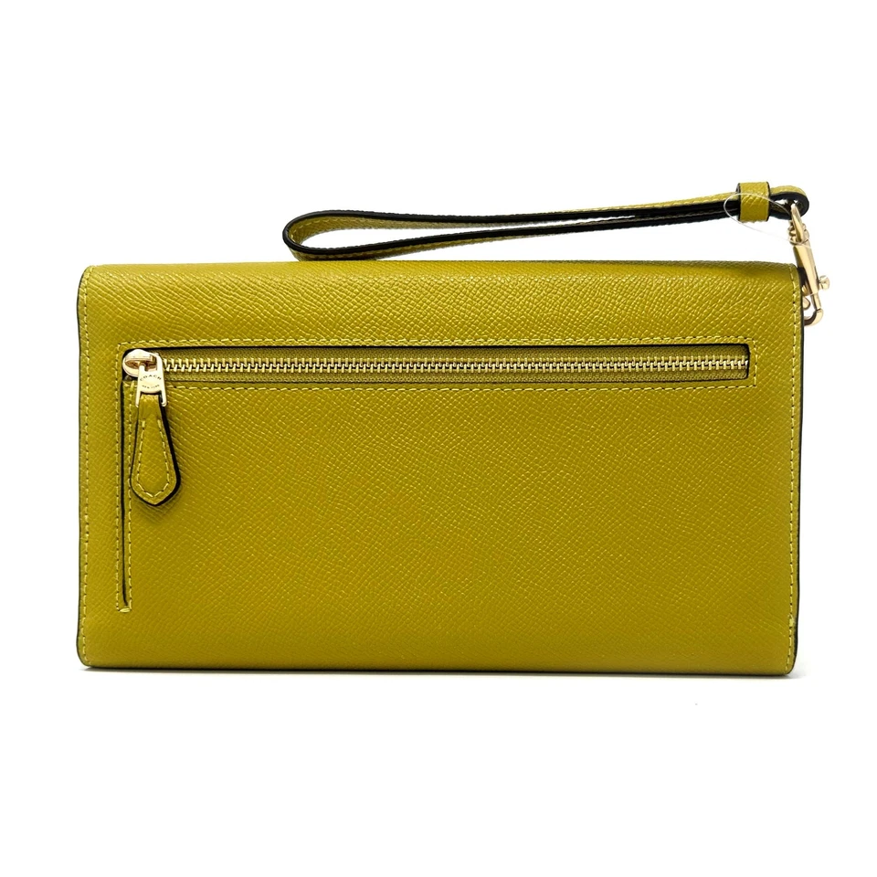 Coach Travel Envelope Wallet Wristlet in Chartreuse Yellow Leather C0707 - Image 2 of 4