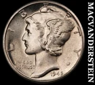 1945-D Mercury Dime- Silver- Choice Gem Brilliant Uncirculated++++ Luster #J9116