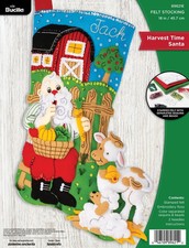 Bucilla Felt Stocking Applique Kit 18" Long Harvest Time Santa 89621E