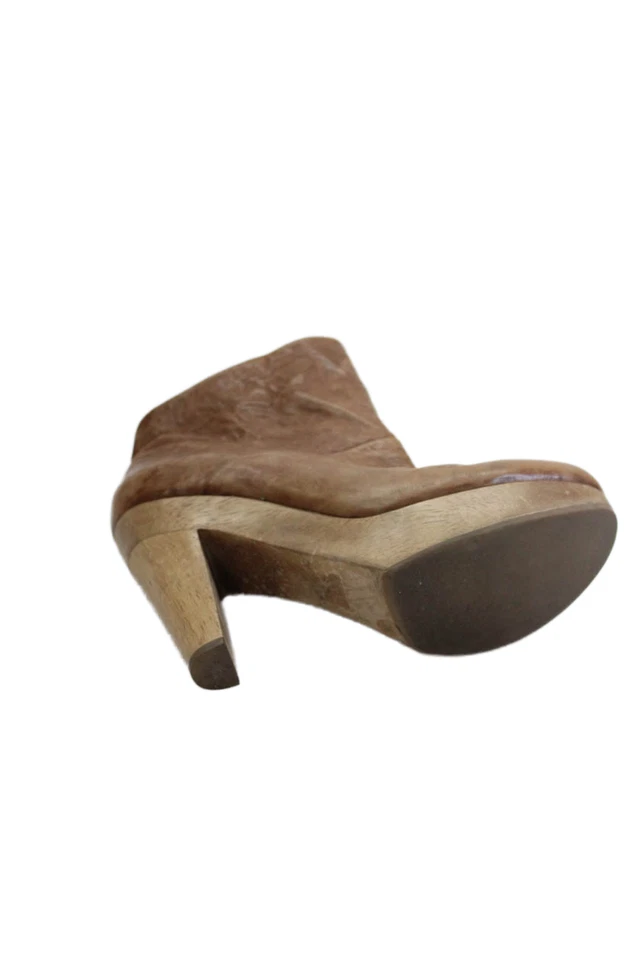 Теория женщин поскользнуться на блок каблук платформе лодыжки ботинок коричневый кожаный размер 36 - Изображение 4 из 4