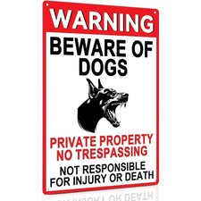 Beware of Dog for Fence Outdoor Use Tin Metal Signs Home D cor 8x12