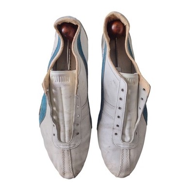 Vintage 70s Puma Tornado Track Spikes - Blue/White - Size 10 w/ Original Spikes