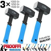 3 X Profi FäUstel Schlosserhammer Vorschlag Hammer Fiberglas Ergo 1000 - 1500 Gr
