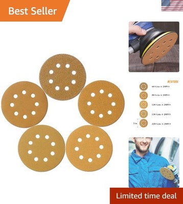 Durable 5-Inch Sanding Disc Set - 100 Hook and Loop Discs with Anti-Clog Coating