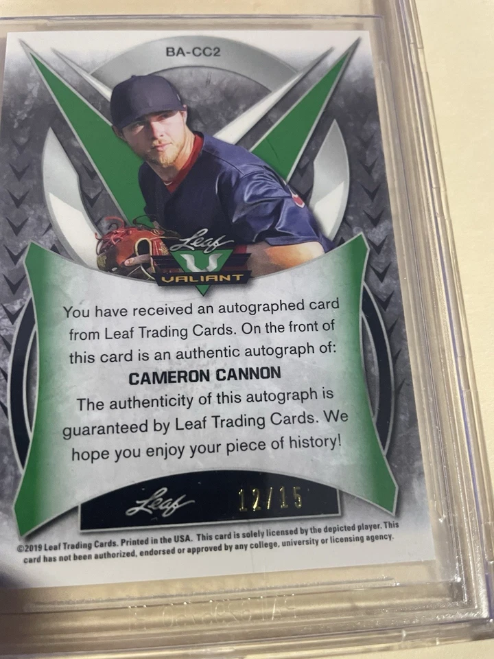 CAMERON CANNON 2019 LEAF PURPLE  PRISMATC    12 / 15 AUTO BGS 9.5 auto 10 - Image 3 of 4