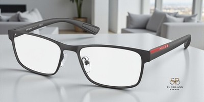 PRADA LINEA ROSSA PS 50GV DG01O1 Black Rubber Demo Lens Men's Eyeglasses