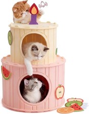 2-Story Cat House for Indoor Cats, Multi-Cat Felt Cat Condo  Scratch Resista...