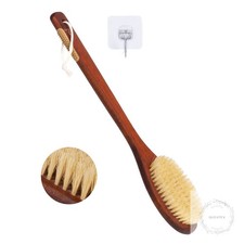 Wooden Bath Brush with Stiff Sisal Bristles Long Handle for Shower Back Scrubber
