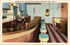 Barrett’s Bar Cocktail Lounge Wisconsin Dells Postcard L.L. Cook Linen