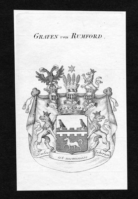 ca.1820 Rumford Wappen Adel coat of arms Kupferstich antique print heraldry