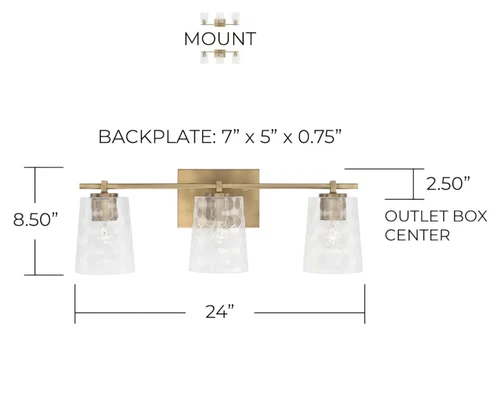 Capital Lighting 143531AD-517 Burke Clear Honeycomb Glass Bath Vanity Wall... - Picture 2 of 3