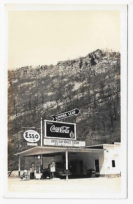 Postcard RPPC Lovers Leap Esso Gas Station Coca Cola Cumberland MD