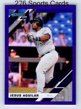 2019 Panini Donruss Holo Purple #166 Jesus Aguilar Milwaukee Brewers