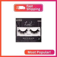 KISS Lash Couture Matte Black Faux Mink Collection False Eyelashes, 14 mm, 3D Vo