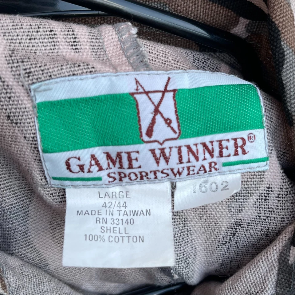 Game Winner Coveralls Mens Large Camouflage Hunting Vintage Unlined - Image 3 of 4