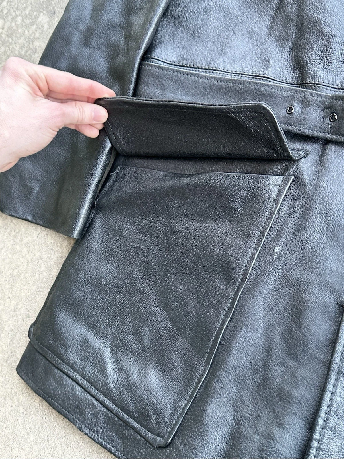 Vintage Leather Belted Barnstormer Coat Aviation Old War Jacket Removable Collar image 7