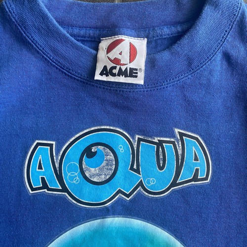 Vintage 90s Aqua Band T Shirt ACME Merch Blue Pop Group Graphic Tee Size 8 - Picture 5 of 11