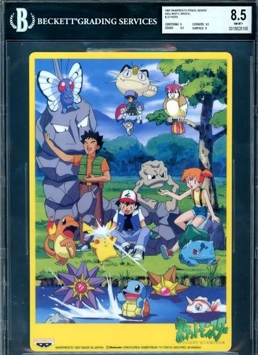 Pokemon Ash Misty Pikachu Pencil Art Board Jumbo 1997 Banpresto BGS 8.5 NM-MT+