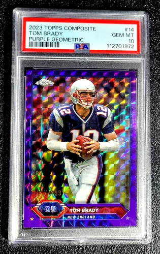 PSA 10 GEM MINT 2023 TOM BRADY TOPPS SP /199 COMPOSITE PURPLE GEOMETRIC G6673