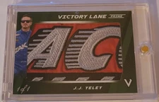 2018 PANINI NASCAR VICTORY LANE PRIME JUMBO FIRESUIT PATCH JJ YELEY 1/1 AC