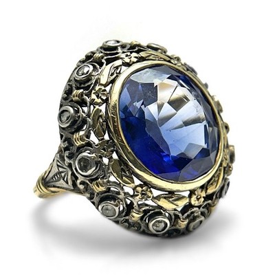 MARIO BUCCELLATI ? SAPHIR DIAMANT RING  1930-50