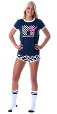 MTV Women's 3 Piece Lounge Wear Pajama Set (Boxer Shorts, Shirt, Socks)
