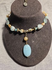Artisan /Boho Aquamarine Colored Necklace