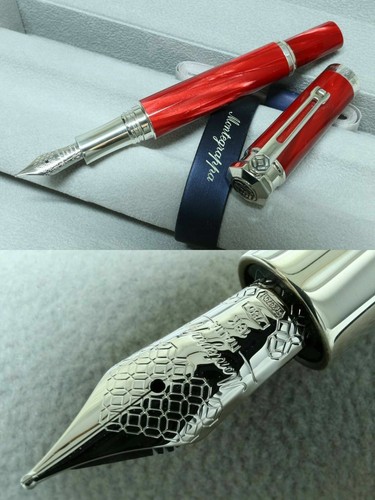 Montegrappa "EMOZIONE" Füllfederhalter NIB 18k Gold B 925 Silver Red eVp 1250 € - Bild 1 von 4