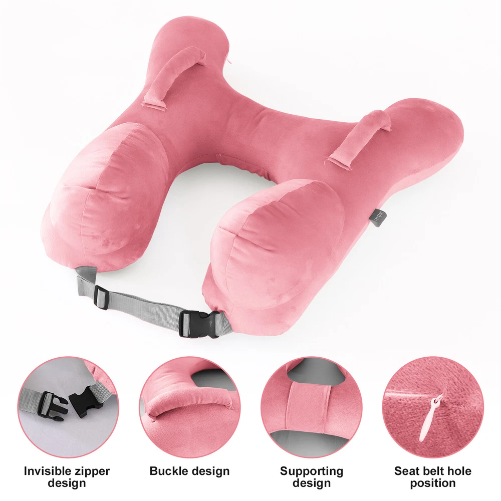 Comfortable Travel Neck Pillow for Adults & Kids - Car & Airplane Use