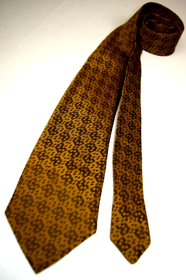 Corbata de Colección Oro Geométrico Lunares Años 50 60 Jacquard Acetato Corbata 53" x 3.5" Foto 3 de 4