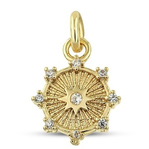 Authentic Sunshine Disc Charm - Gold Plated Mini Cubic Zirconia Charm