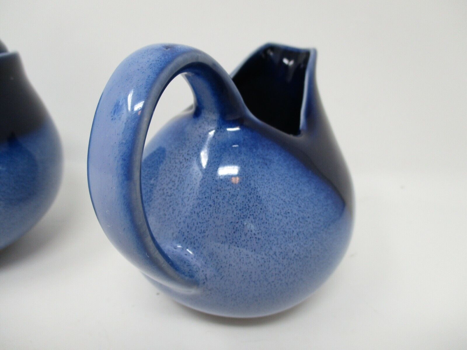 Blue Sugar Cream Bowl Set Ceramic Art Pottery Classic Style unmarked very  nice